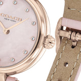 Coach Hayley Mother of Pearl Pink Dial Pink Leather Strap Watch for Women - 14503537