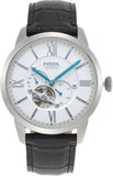 Fossil Townsman Automatic Chronograph White Dial Blue Leather Strap Watch for Men - ME3167