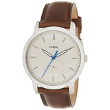 Fossil Minimalist Off White Dial Brown Leather Strap Watch for Men - FS5306