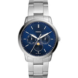 Fossil Neutra Minimalist Moonphase Blue Dial Silver Steel Strap Watch for Men - FS5907