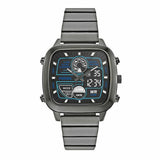 Fossil Retro Analog-Digital Black Dial Grey Steel Strap Watch for Men - FS5892