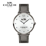 Coach Slim Easton Silver Dial Grey Leather Strap Watch for Women - 14502686