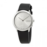 Calvin Klein Minimal Silver Dial Black Leather Strap Watch for Men - K3M221CY