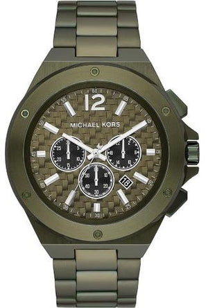 Michael Kors Lennox Chronograph Green Dial Green Steel Strap Watch For Men - MK9103