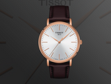 Tissot Everytime Gent Silver Dial Brown Leather Strap Watch for Men - T143.410.36.011.00