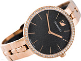 Swarovski Cosmopolitan Black Dial Rose Gold Steel Strap Watch for Women - 5517797