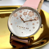 Coach Perry Silver Dial Pink Leather Strap Watch For Women - 14503325