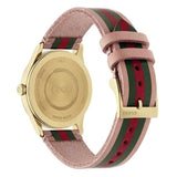 Gucci G Timeless Quartz Pink Dial Three Tone Leather Strap Watch For Women - YA1264118