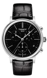 Tissot Carson Premium Chronograph Black Dial Black Leather Strap Watch For Women - T122.417.16.051.00