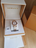 Versace V-Motif Silver Dial Two Tone Steel Strap Watch for Women - VERE00718