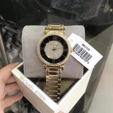 Michael Kors Catlin Black Dial Gold Steel Strap Watch for Women - MK3338