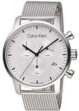 Calvin Klein City Chronograph White Dial Silver Mesh Bracelet Watch for Men - K2G27126