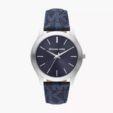 Michael Kors Slim Runway Analog Blue Dial Blue Leather Strap Watch For Men - MK8907