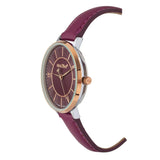 Fossil Jacqueline Burgundy Dial Burgundy Leather Strap Watch for Women  - ES4099