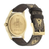 Gucci G Timeless Brown Dial Brown Leather Strap Watch For Men - YA1264068