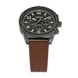 Fossil Brox Multifunction Grey Dial Brown Leather Strap Watch for Men - BQ2800