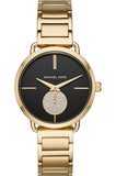 Michael Kors Portia Black Dial Gold Steel Strap Watch for Women - MK3788