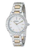 Fossil Jesse Crystals White Dial Two Tone Steel Strap Watch for Women - ES2409