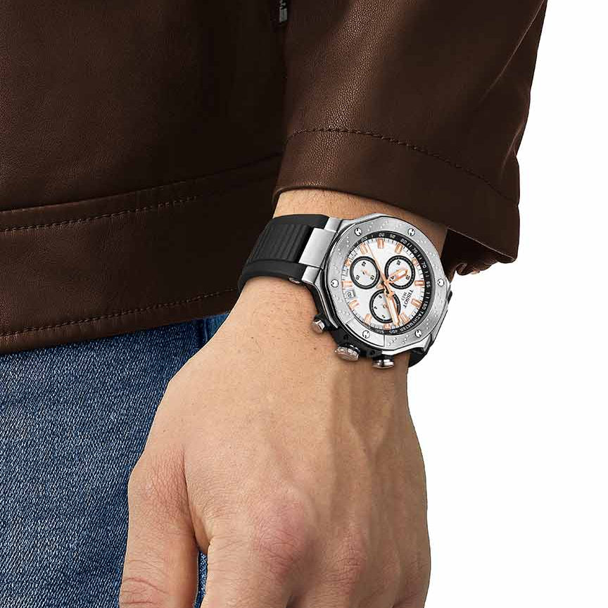 Tissot T Race Chronograph White Dial Black Rubber Strap Watch For Men - T141.417.17.011.00