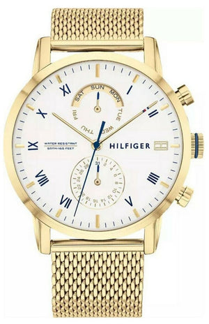 Tommy Hilfiger Kane White Dial Gold Mesh Bracelet Watch for Men - 1710403