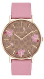 Coach Perry Floral Motif Fawn Dial Pink Leather Strap Watch for Women - 14503442