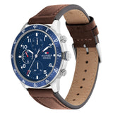 Tommy Hilfiger Jimmy Chronograph Quartz Blue Dial Brown Leather Strap Watch For Men - 1791946