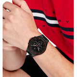 Tommy Hilfiger Justin Black Dial Black Rubber Strap Watch For Men - 1792056