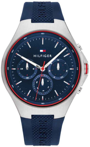 Tommy Hilfiger Justin Chronograph Blue Dial Blue Rubber Strap Watch for Men - 1792057