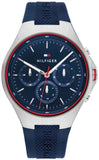 Tommy Hilfiger Justin Chronograph Blue Dial Blue Rubber Strap Watch for Men - 1792057