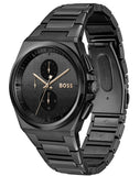 Hugo Boss Steer Analog Black Dial  Black Steel Strap Watch For Men - 1514068