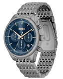 Hugo Boss Gregor Chronograph Blue Dial Grey Steel Strap Watch For Men - 1514083