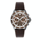 Emporio Armani Diver Chronograph Brown Dial Brown Leather Strap Watch For Men - AR11486