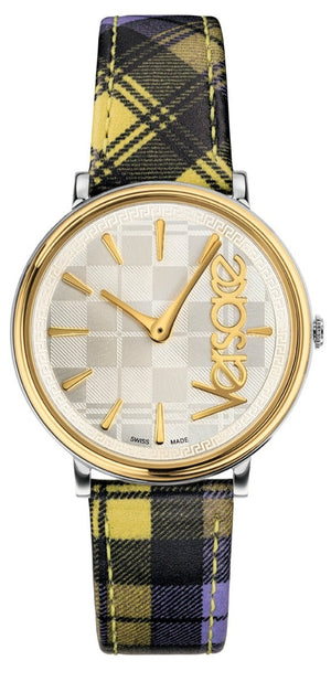 Versace V-Circle The Clans Edition Silver Dial Multicolor Leather Strap Watch for Women - VE8100118