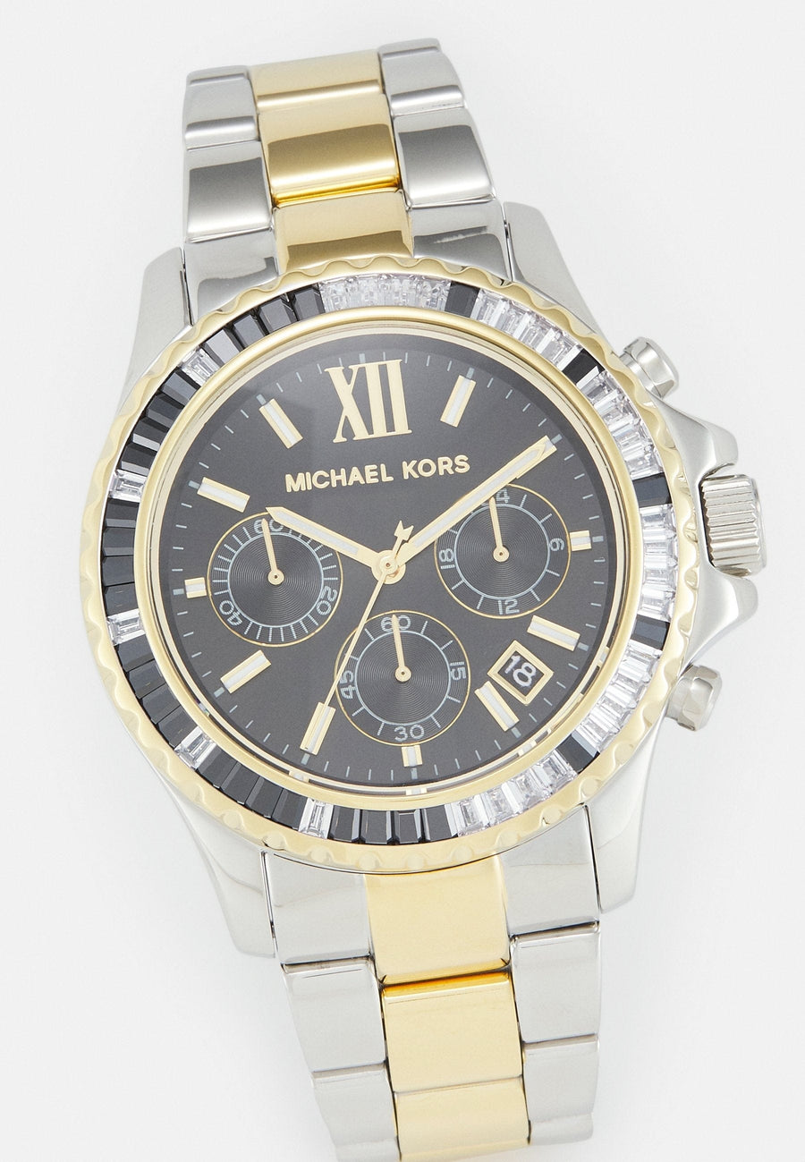Michael Kors Everest Chronograph Black Dial Two Tone Steel Strap Watch For Women - MK7209