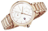 Tommy Hilfiger Angela Quartz White Dial Rose Gold Steel Strap Watch for Women - 1782124