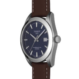 Tissot Gentlemen Powermatic 80 Silicium Blue Dial Brown Leather Strap Watch For Men - T127.407.16.041.00