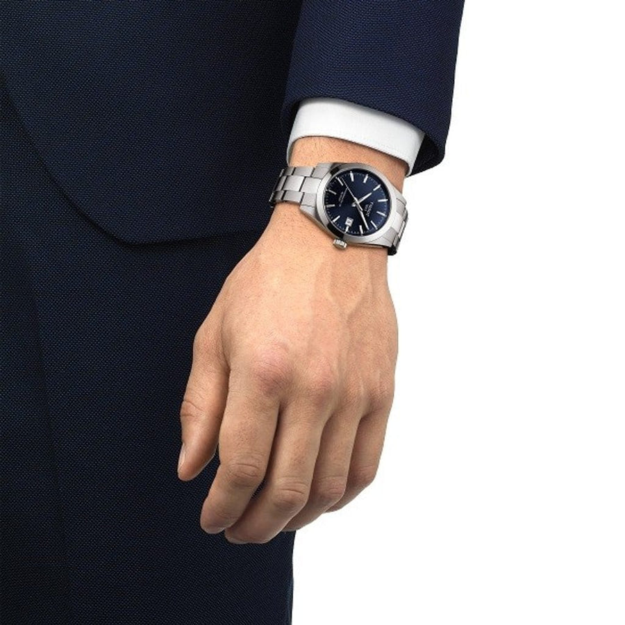 Tissot Gentlemen Powermatic 80 Silicium Blue Dial Silver Steel Strap Watch For Men - T127.407.11.041.00