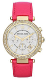 Michael Kors Parker White Dial Pink Leather Strap Watch for Women - MK2297