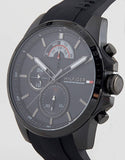 Tommy Hilfiger Decker Black Dial Black Rubber Strap Watch for Men - 1791352