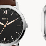 Fossil The Minimalist 3H Black Dial Brown Leather Strap Watch for Men - FS5464