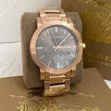 Burberry The City Grey Dial Rose Gold Steel Strap Watch for Men - BU9353