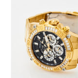 Guess Trophy Diamonds Black Dial Gold Steel Strap Watch for Men - GW0390G2