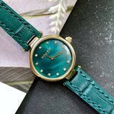 Coach Park Analog Green Dial Green Leather Strap Watch for Women - 14503534