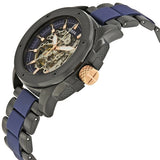 Fossil Modern Machine Automatic Skeleton Blue Dial Two Tone Steel Strap Watch for Men - ME3133