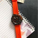 Fossil Bannon Chronograph Grey Dial Orange Silicone Strap Watch for Men - BQ2500