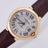 Cartier Ballon Bleu De Cartier Silver Dial Brown Leather Strap Watch for Women - W6900356