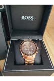 Hugo Boss Trophy Grey Dial Rose Gold Steel Strap Watch for Men - 1513632