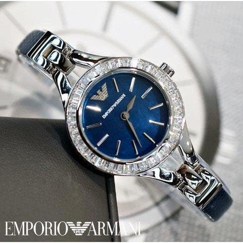 Emporio Armani Chiara Blue Dial Blue Leather Strap Watch for Women - AR7330