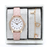 Michael Kors Tibby Silver Dial Pink Leather Strap Watch for Women - MK1050