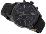 Hugo Boss Grand Prix Black Dial Black Leather Strap Watch for Men - 1513474